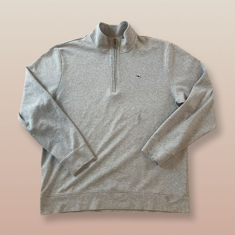 Vineyard Vines Men's XL Gray Quarter Zip Pullover Sweater Casual